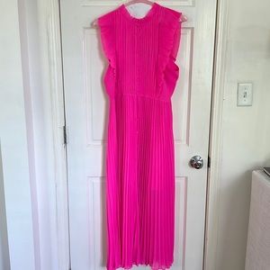 Self portrait Pink Chiffon Sleeveless Ruffle Midi Dress